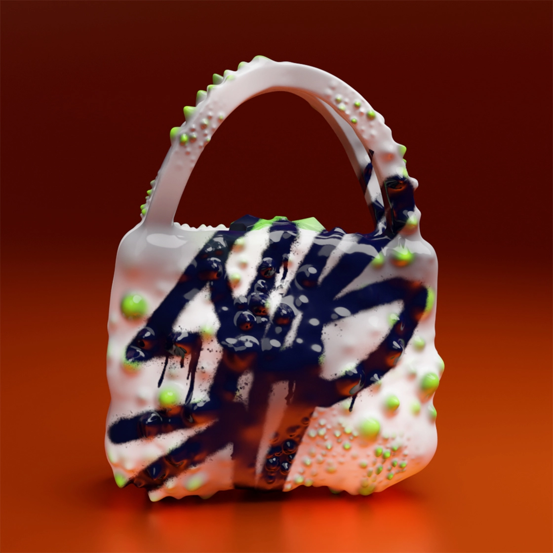 3d white bag orange background