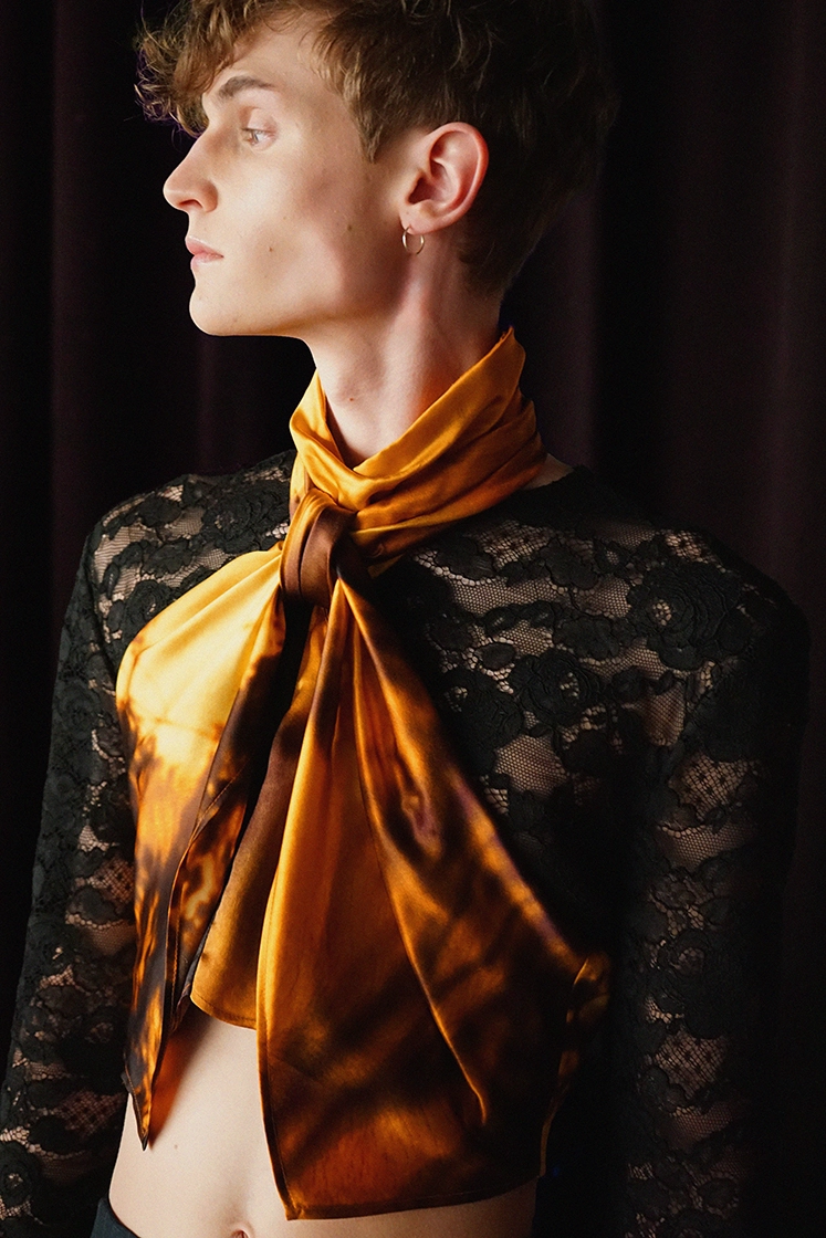 diverse model looking to the side